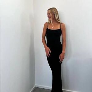 SKIMS Onyx Long Slip Maxi Dress in Black | Size Small